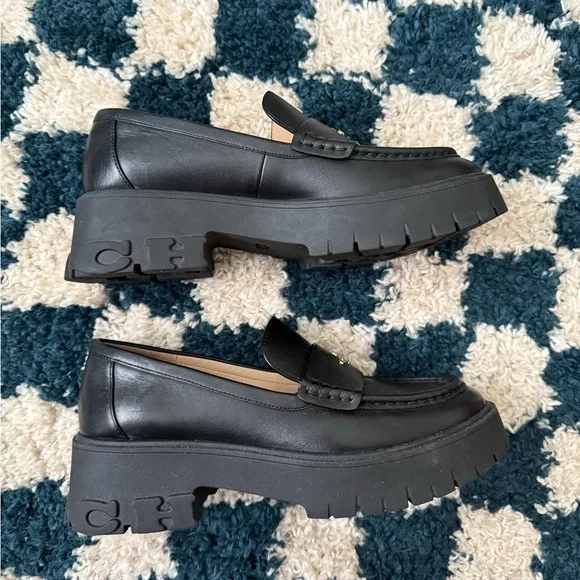 Coach Ruthie black leather chunky platform loafers - Picture 4 of 14